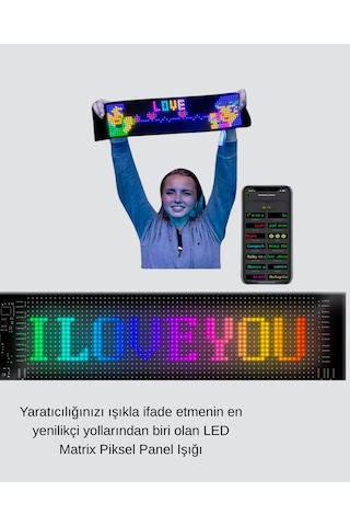 Led Matrix Piksel Panel Işığı - 5v Usb, Uygulama Kontrollü Çok Renkli