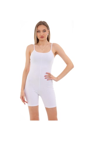 Penyebizden Kadın Body İp Askılı Şort Tulum-beyaz
