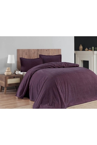 Merinos Modern Line 3 Parça Çift Kişilik Battaniye Seti Kutulu 220x240 Mürdüm Mürdüm