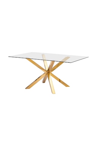 Erika Gold Metal & Cam Dikdörtgen Yemek Masası