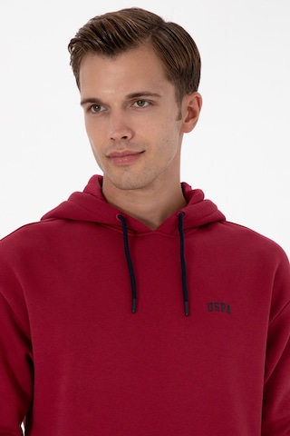 U.S. Polo Assn. Erkek Oversize Fit Kapüşonlu Şardonlu Koyu Frambuaz Basic Sweatshi 50313782-VR104