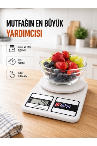 Beyaz Plastik Dijital Mutfak Tartısı 24x16.8x1.5cm - Lisinya Çok Renkli 11556104