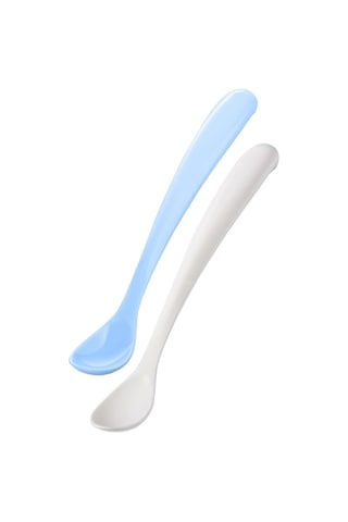 Mamajoo Ergonomik Beslenme Kaşık Seti Powder Blue & Beyaz, 6 Ay+ İkili - Saklama Kabı