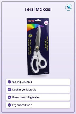 Terzi Makas 9,5 İnç Şeffaf Saplı Keskin Bıçaklı Kumaş Kesme Dikiş