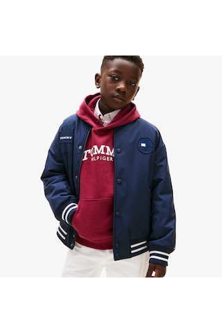 Tommy Hilfiger Padded Graphic Bomber Çocuk Mavi Ceket Kb0kb10079 Lacivert