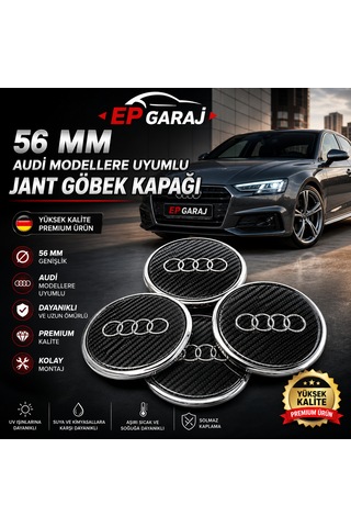 Audi Araçlara Uyumlu 56 Mm Audi Modellere Uyumlu Jant Kapak Göbeği 4 Adet Set