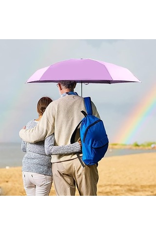 Konjac Mor Katlanır Şemsiye, 6 Kaburga Güneş Şemsiyesi Rüzgar Geçirmez Ve U Diğer