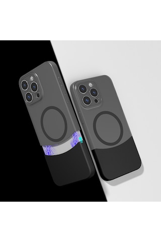 Biriva Home İphone 15 Pro Kılıf M-safe Şarj Özellikli Mıknatıslı Duble Kapak - Siyah Siyah