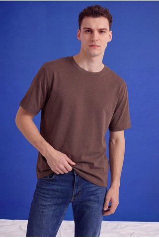Freemen Erkek Oversize Tişört Nefes Alan Yumuşak Dokulu Terletmeyen Rahat Kalıp Basic-399 Kahverengi
