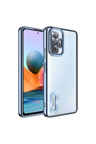 Xiaomi Redmi Note 10 Pro Kılıf Kamera Korumalı Logo Gösteren Zore Omega Kapak Sierra Mavi