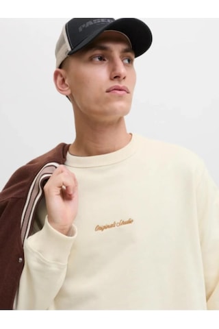 Jack & Jones Jack&jones 12282893 Jornorrebro Emb Sweat Antıque Whıte Erkek Sweatshirt Krem