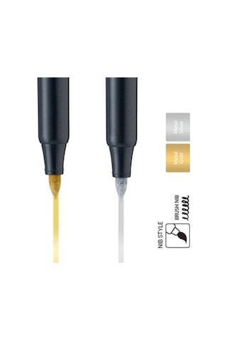 Grafik Kalemi Ve Davetiye Kalemi Metalik Altın Sarı Lineplus Dreamon 1 Adet 0.5-2.0 Mm Metallic Brush