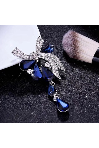 Sones Kadın Matkap Damla Kelebek Düğümlü Broş Beyaz