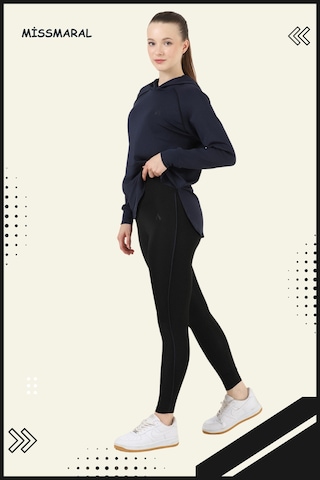 Kadın Eşofman Takım Spor Tunik & Slim Fit Tayt Dalgıç Kumaş Sports And Casual Lacivert 3060 Lacivert / Siyah