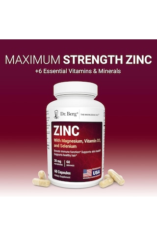 Dr. Berg Zinc Çinko 30 Mg 7-in-1 Immune Support With Vitamin D & Selenium For Healthy Skin, Hair & D