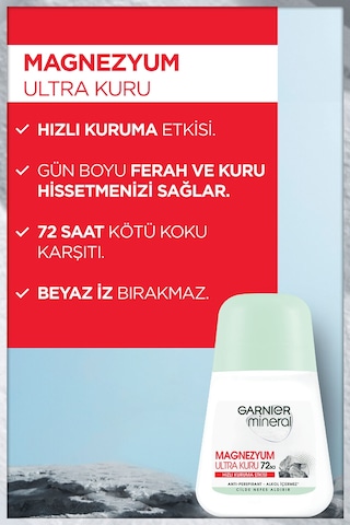 Garnier Mineral Magnezyum Ultra Kuru Kadın Roll-On 50 ML