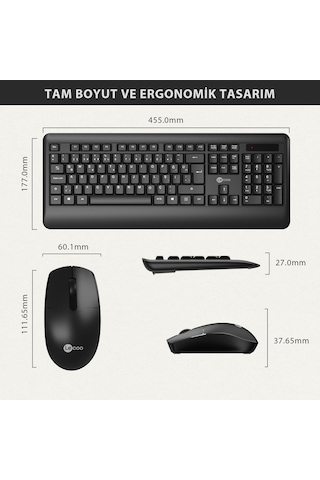 Lecoo Kw202 Kablosuz Türkçe Q Klavye & Mouse Set Optik