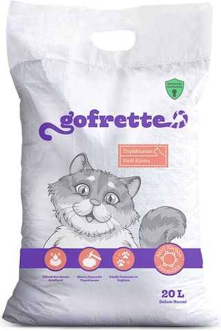 Gofrette Natural Topaklaşan Bentonit Kedi Kumu 20 L