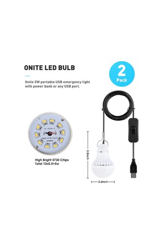 Lemestar 2 Adet 250cm Kablolu Usb Led Kamp Işığı, 3000k Sıcak Beyaz, 650lm, 14 Led 5730 Smd, Dc 5v Besleme, 120 Derece Açılı