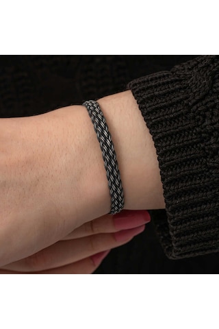 Premium 1000 Ayar İthal Gümüş Kazaziye Örgü Bileklik - 18 Cm
