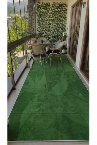 Yeşil Protokol Halı Özel Kesim Kaymaz Tabanlı Balkon Halısı (428913235)
