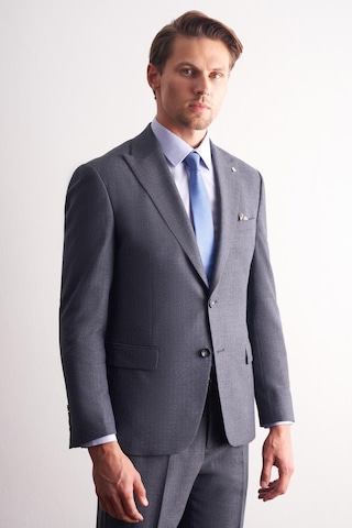 İmza Koyu Lacivert Kırlangıç Yaka Çizgili Desen Slim Fit 6 Drop Takım Elbise 1001255166 Koyu Lacivert
