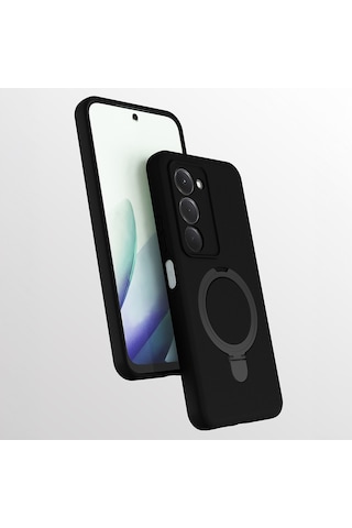 Xiaomi Redmi 15 4g 5g Uyumlu Standlı Magesafe Silikon Kılıf Siyah