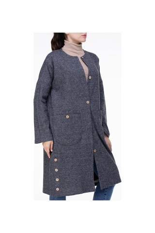 Eliş Şile Bezi Kore İnterlok Uzun Kar Desen Sonbahar Ve Kışlık Ceket Gri Gri Gri