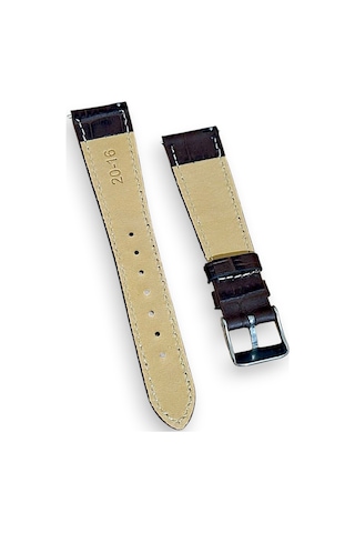 20mm Croco Baskılı Hakiki Dana Derisi Saat Kordonu Kahverengi