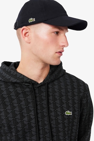 Lacoste Men's Monogram Fleece Hoodie Black Organik Pamuk Kapüşonlu Erkek Sweatshirt Antrasit