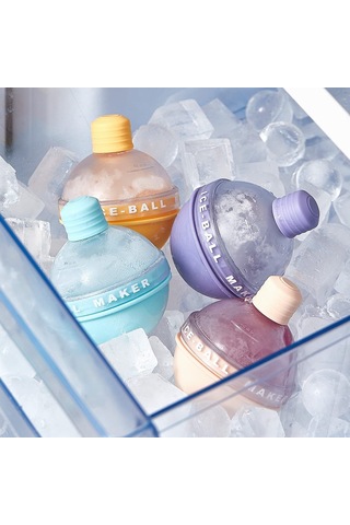 Tenfowee 4'lü Silikon Buz Topu Kalıbı, 2.5 İnç Viski Ve Kokteyller İçin Buz Küreleri, Hediye Paketi