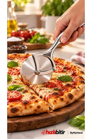 Bymyhand Paslanmaz Çelik Premium Pizza Ve Hamur Kesici Metalik