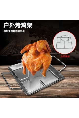 Paslanmaz Çelik Açık Kavurma Tavuk Tepsisi Barbekü Gümüş - Siyah Gümüş - Siyah