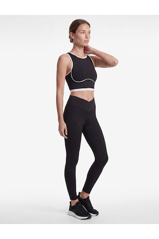 Koton Yüksek Bel Slim Fit Kemer Detaylı Spor Tayt Siyah 6sak40462nk