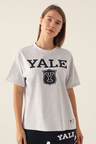 Yale Emblem Kar Melanj Kadın T-shirt 5274-42818 Kar Melanj