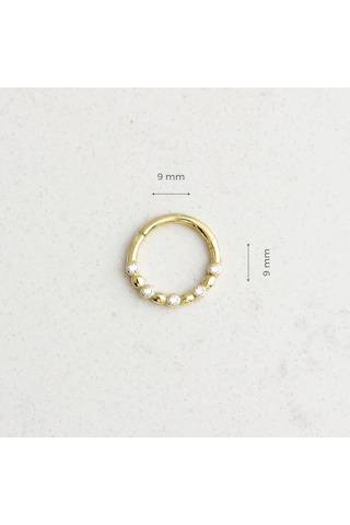 Glorria Altın Beş Taş Halka Piercing Sarı