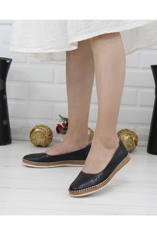 Nesil Shoes Syg P24 Siyah Hakiki Deri Kadın Ayakkabı-siyah Siyah