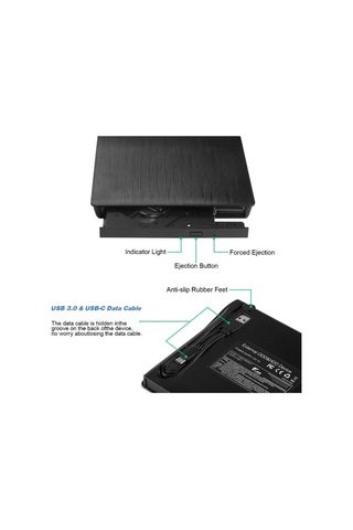 Sones Bt638 Dizüstü Bilgisayar Masaüstü Harici Usb 3.0 Taşınabilir Cd Çalar Cd-rw Optik Sürücü Yazıcı