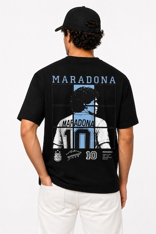 Bayloranzzo Maradona Arjantin %100 Pamuk Heavy Cotton Premium Kalite Erkek Tişörtü Siyah