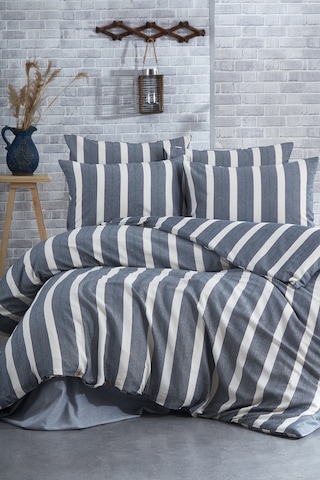 BonjardinHome Keten Dokulu Çift Kişilik Nevresim Takımı Lacivert