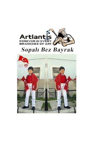 Sopalı Bez Bayrak 20x30 Cm 5 Adet Saplı Bayrak Ay Yıldız Plastik Çıtalı 20 30 Bez Bayrak Mill Bayram Kutlama