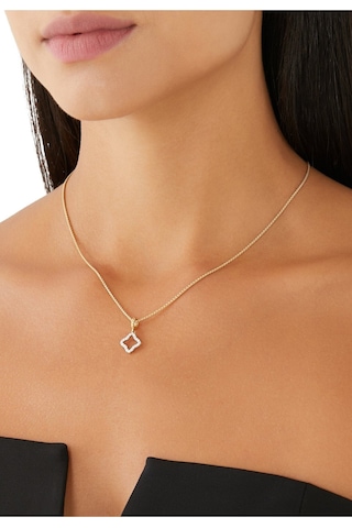 18 Ayar Sarı Altın Pavé Elmaslı Quatrefoil Kolye Ucu Çok Renkli