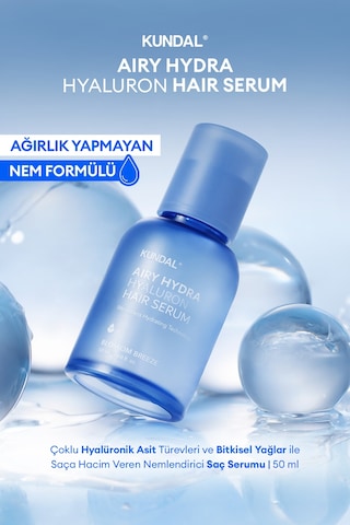 Hyalüronik Asit İle Nemlendiren Pürüzsüzleştirici Saç Serumu Kundal Airy Volume Hyaluron Serum
