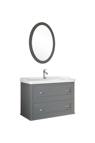 Kale Miro 100 Cm Mat Gri Banyo Dolabı Takımı Gri