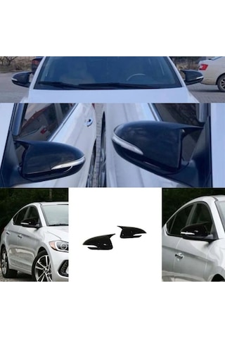 Hyundai Elantra Sinyalli 2016 2017 2018 Uyumlu Yarasa Batman Ayna Kapağı Seti Parlak Siyah