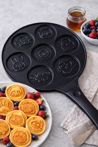 28 Cm Pan Zoo Döküm Granit Pankek Tavası - Yanmaz Yapışmaz Siyah