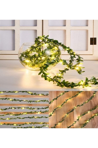 Cajuart Yapay Yapraklı Yeşil Sarmaşık 3 Metre Peri Led Işık Süs