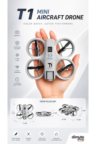 T1 Mini Aircraft Drone Kameralı Headless Mod Engelden Kaçınma