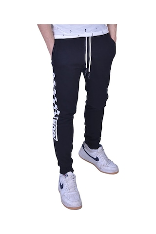 Superfly Flamlı Örme Pant. Erkek Eşofman Altı Siyah