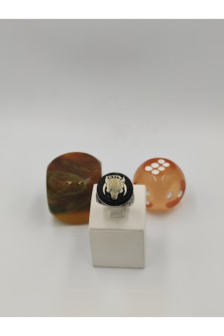 Börü Götürk Yazılı Taşsız 925 Ayar 23 Mm 16,20 G. Erkek Yüzüğü Gümüş